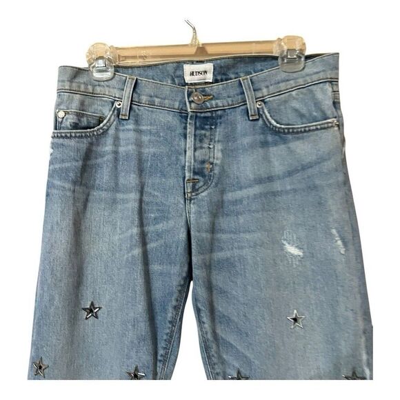 HUDSON Size 25 Riley Star Grommet Relaxed Boyfriend Jeans - Picture 2 of 6